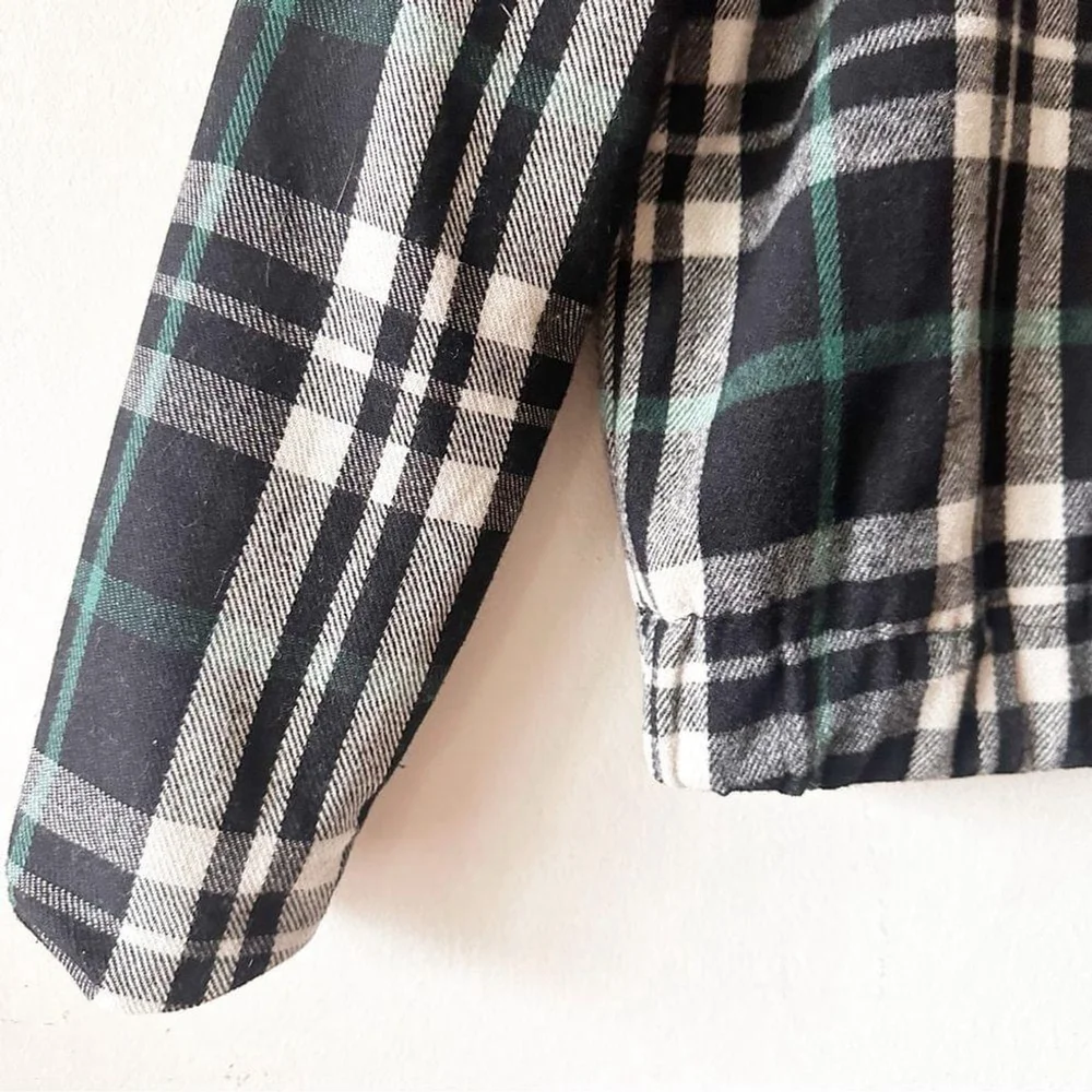 Lovers + Friends Plaid Wool Blend Quilted Jacket XS Holiday Winter Cropped